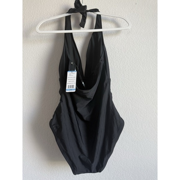 DKNY Women's‎ Large Swimsuit One Piece Tummy Control Halter Neckline Black NEW - Picture 6 of 14